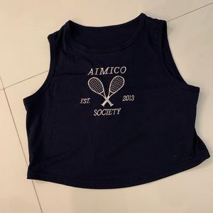 Navy blue crop tank top
